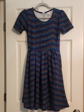 LuLaRoe Patterned Sleeve Fit & Flare Dress